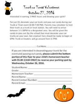 Trunk or Treat Car Volunteers 